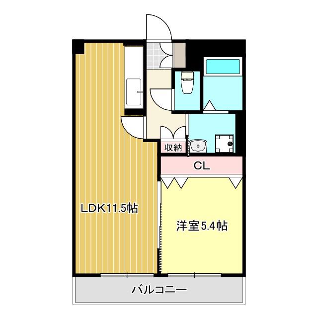 LS西松江城マンション(1LDK/1階)の間取り写真