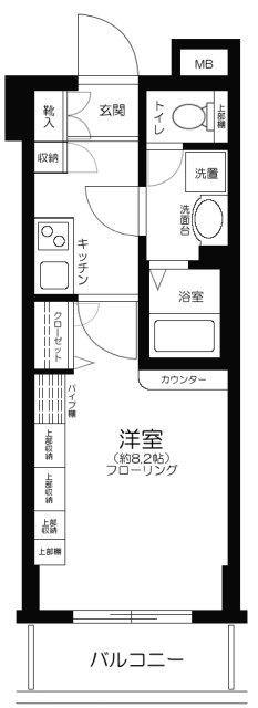 エスコート芝浦イースト(1K/8階)の間取り写真