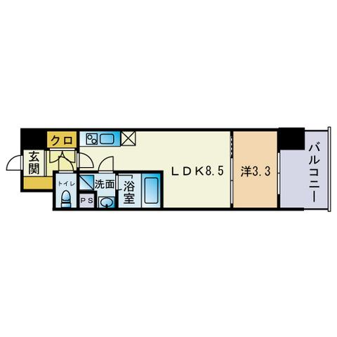 AIFLAT吉塚駅前(1LDK/11階)の間取り写真