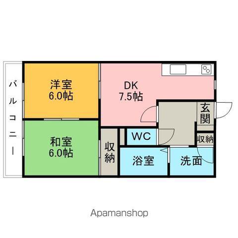 プレジオ宝町(2DK/1階)の間取り写真