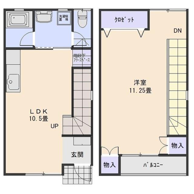 メゾネットネギシN(1LDK/1階)の間取り写真