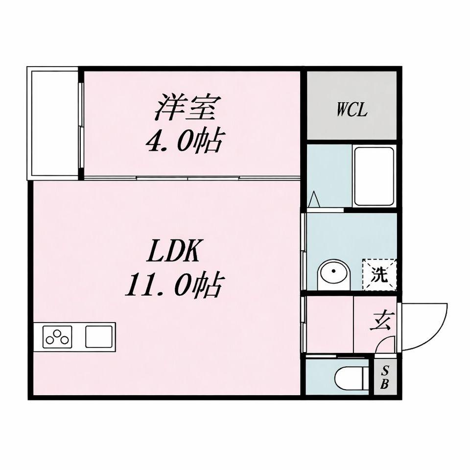 GROWTH T B棟(1LDK/1階)の間取り写真