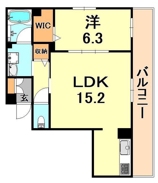 シャーメゾンCOCO三宮(1LDK/2階)の間取り写真