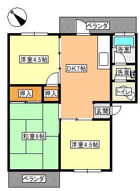 栄和マンション(3DK/2階)の間取り写真