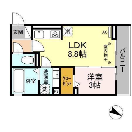 ラウリーナ(1LDK/2階)の間取り写真