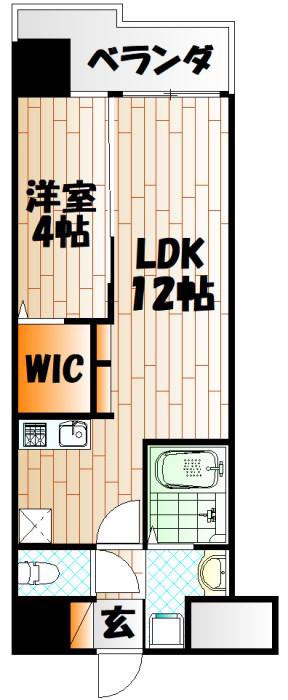 アクシオ三萩野II(1LDK/14階)の間取り写真