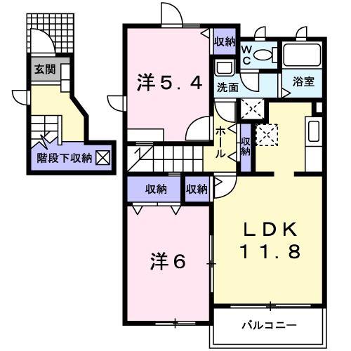 クロスロードスクエア(2LDK/2階)の間取り写真