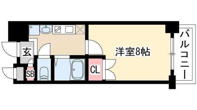 パルティール原駅前(1K/6階)の間取り写真