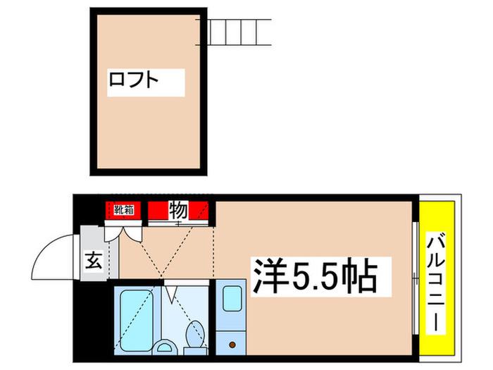 パーセク稲田堤(ワンルーム/2階)の間取り写真