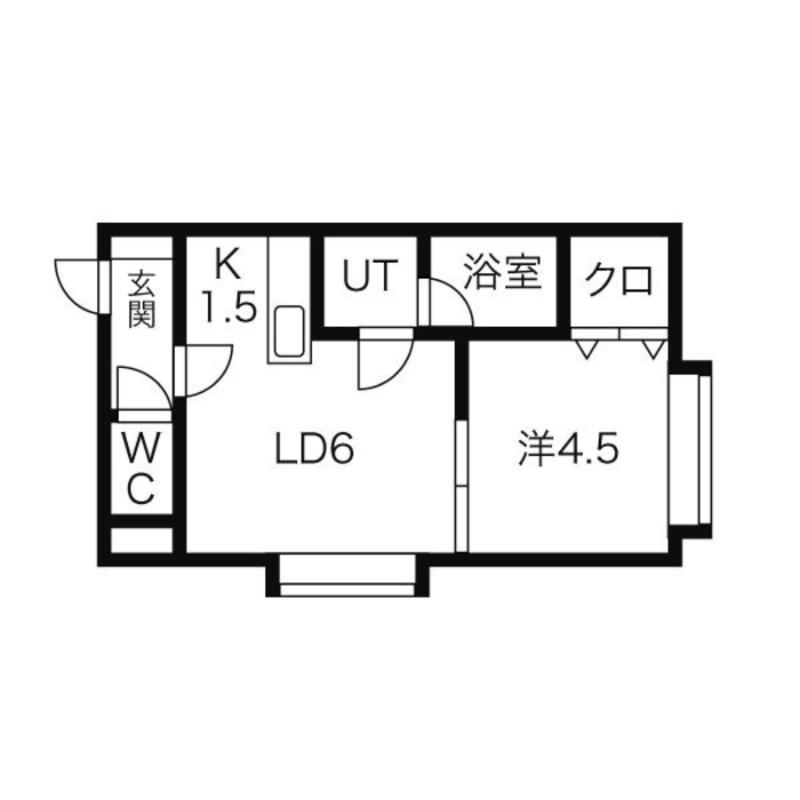 ラ・ホワイエ(1DK/2階)の間取り写真