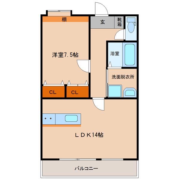 ニチエン大橋(1LDK/9階)の間取り写真