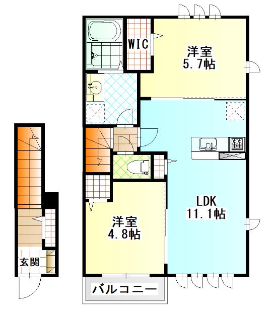 アパート堀之内(2LDK/2階)の間取り写真
