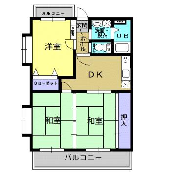 エスポワールB(3DK/2階)の間取り写真