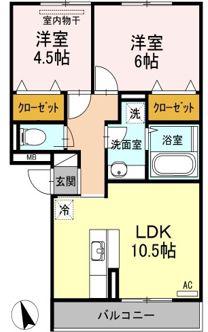 ラ・フレーズ(2LDK/2階)の間取り写真