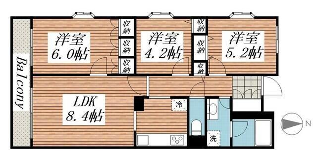 クレールメゾン(3LDK/3階)の間取り写真