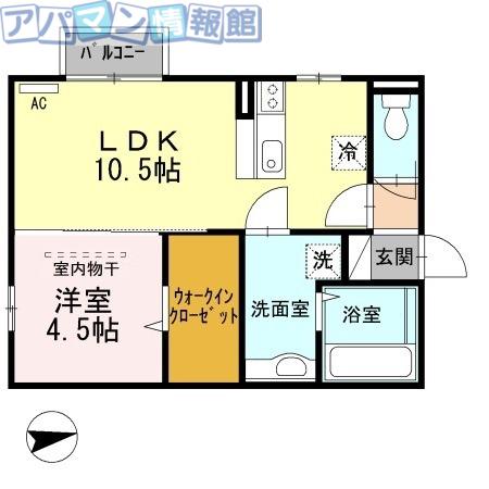 セブンワンテン K棟(1LDK/1階)の間取り写真