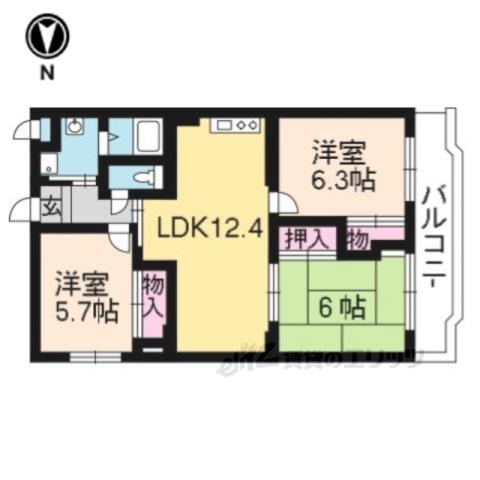 レオ中臣(3LDK/3階)の間取り写真