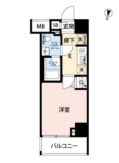 LA DOUCEUR吉野町(1K/5階)の間取り写真