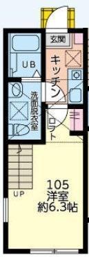ティナ八王子(1K/1階)の間取り写真