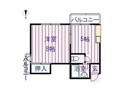 横川グリーンハイツ(1DK/1階)の間取り写真