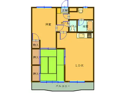 シャトレ山の手(2LDK/2階)の間取り写真