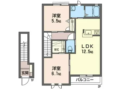 メゾン・ルミエール(2LDK/2階)の間取り写真
