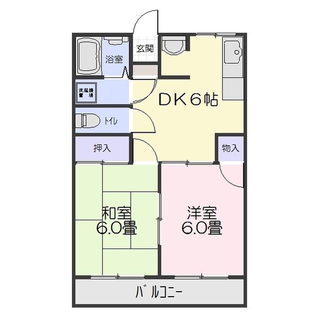 蔵條ハイツ(2DK/2階)の間取り写真