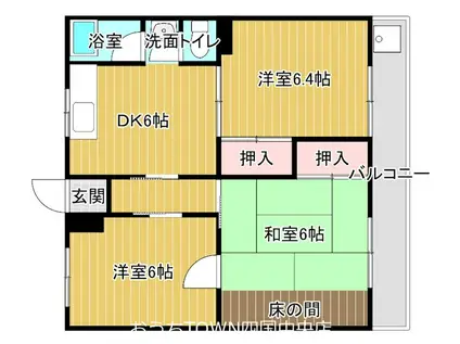 マンション加地(3DK/3階)の間取り写真