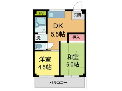 中尾ビル(2DK/2階)の間取り写真