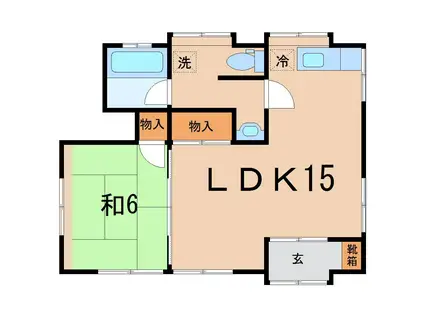 若宮アパート(1LDK/1階)の間取り写真