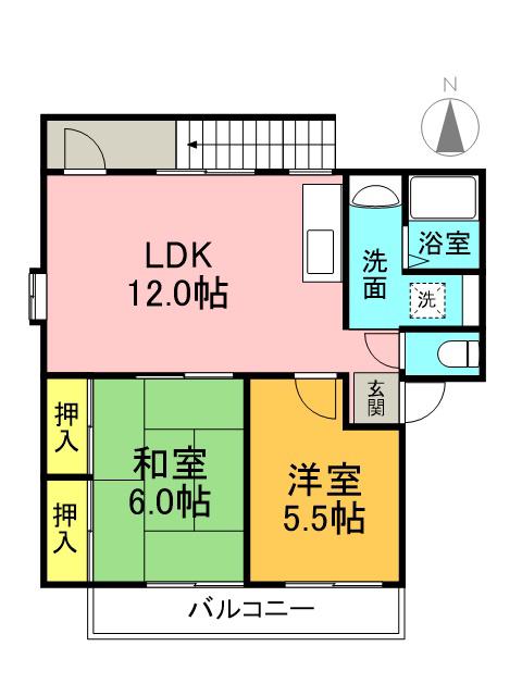 イーストロードワン(2LDK/1階)の間取り写真