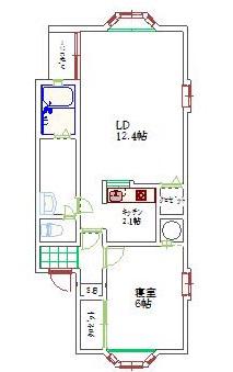 レンテム寺尾(1LDK/2階)の間取り写真
