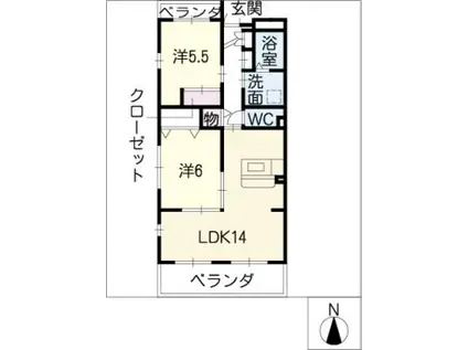サカエ羽幸(2LDK/1階)の間取り写真