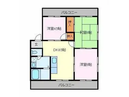 オリーブハウス万能倉 A・B(3DK/2階)の間取り写真