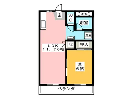 田子浦ベイピアI(1LDK/2階)の間取り写真