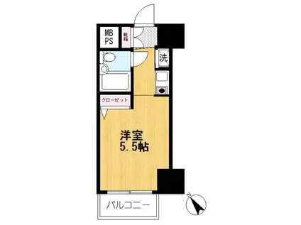 東急ドエルアルス川崎(ワンルーム/8階)の間取り写真