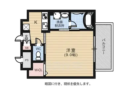 ルービンス宇品海岸(1K/6階)の間取り写真
