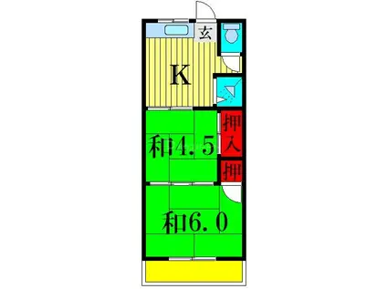 関根荘(2K/1階)の間取り写真