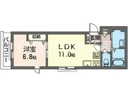 GROWILL立川II(1LDK/1階)の間取り写真
