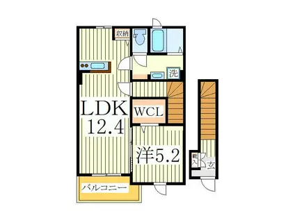 ブルックヒルズVI(1LDK/2階)の間取り写真