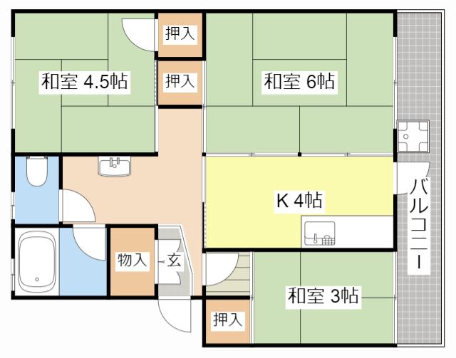 梅が丘マンション(3K/3階)の間取り写真