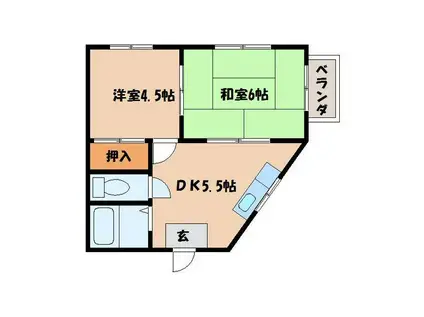 みなみハイツ(2DK/2階)の間取り写真