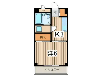つきみ野ローラン(1K/5階)の間取り写真