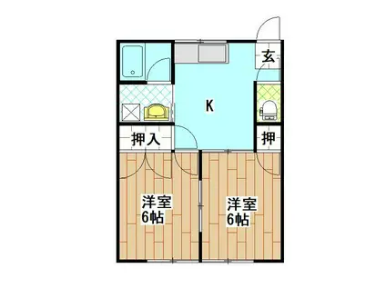 メゾンドオザキ(2DK/2階)の間取り写真