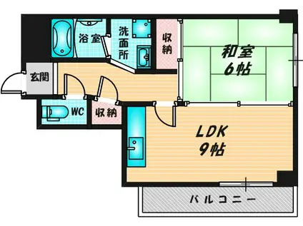 グロースパシフィック長田(1LDK/4階)の間取り写真