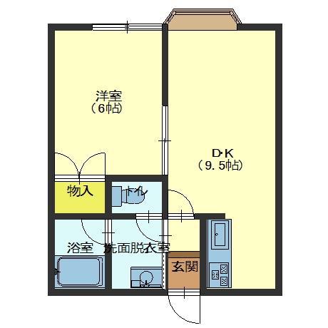 五稜郭マンション(1LDK/1階)の間取り写真
