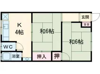 よしみ荘(2K/2階)の間取り写真