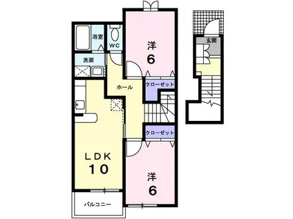 パレ コリーヌ(2LDK/2階)の間取り写真