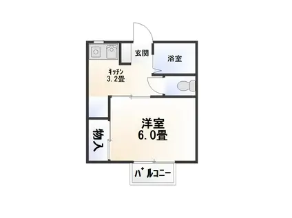 パークサイドプレジール(1K/1階)の間取り写真