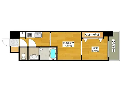 リブネスコート江坂(1DK/3階)の間取り写真